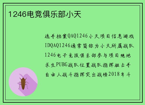 1246电竞俱乐部小天